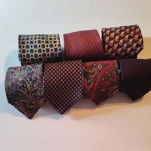 Vintage 100% silk assorted Patterned Ties - Red, Blue, Black